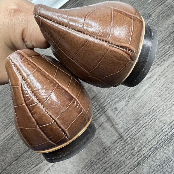Everlane The 90's Flat Shoe 100% Brown Leather Croc Embossed Women’s Sz 7 - Picture 6 of 15